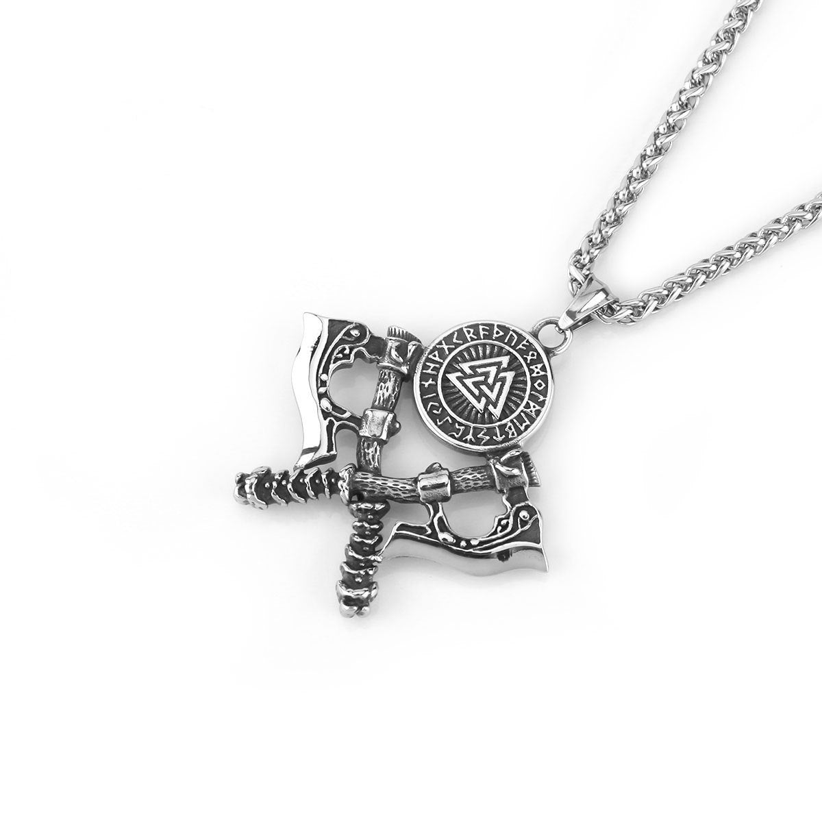 Men’s Double Axe Pendant Necklace – Stainless Steel Viking Style Titanium Steel Jewelry