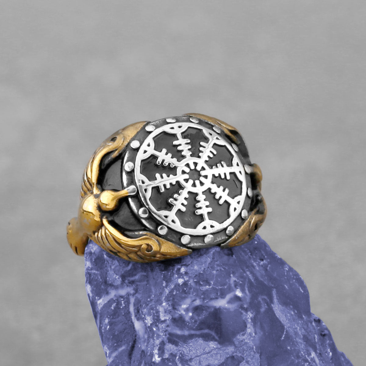 Men’s Fashion Compass Rune Stainless Steel Ring – Viking-Inspired Minimalist Style