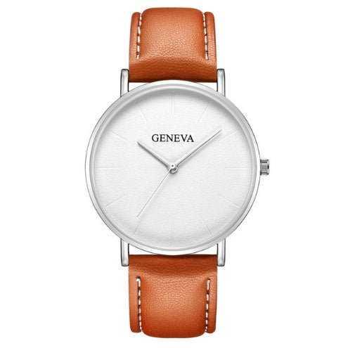 Luxury Men's Quartz Watch – Geneva-Style Analog Wristwatch with Leather Belt, Slim 40mm Dial, Classic Dress Clock for Men