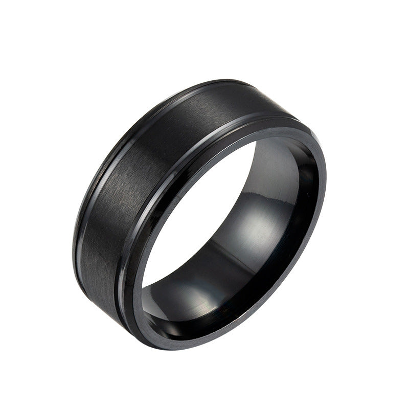 Men’s 8MM Geometric Stainless Steel Ring | Black, Silver & Gold – Unisex Original Design – Adjustable Sizes