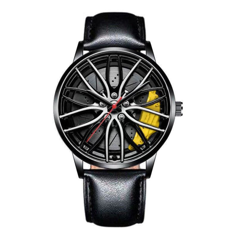 Men’s Automatic Quartz Watch – Multi-Color Dial, Vacuum Plating Wheels Design, Steel & Leather Strap Options