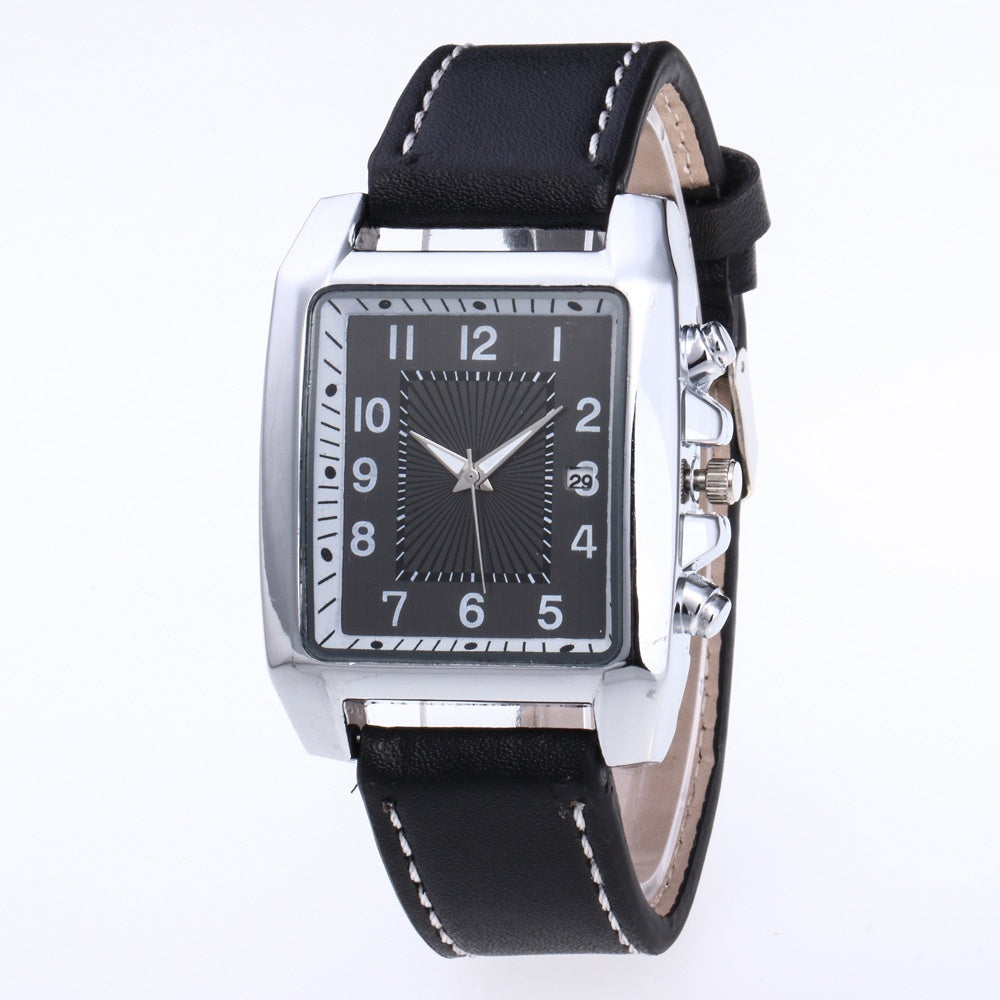 Men’s Quartz Leather Watch – Casual Analog Wristwatch with Metal Case