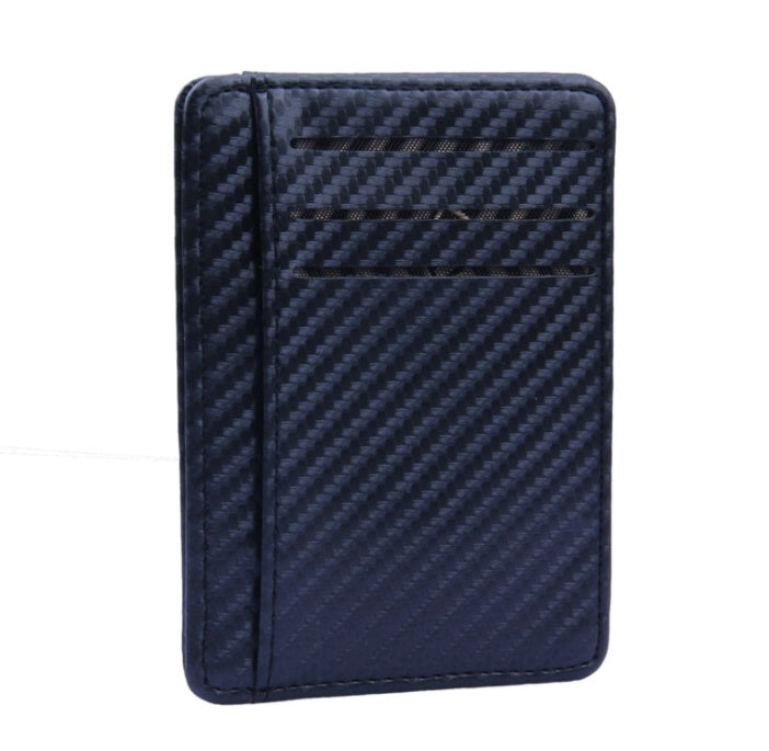 Fashion PU Leather Carbon Fiber Wallet – Slim RFID-Blocking Business Card Holder for Men