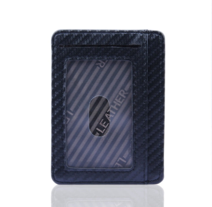 Fashion PU Leather Carbon Fiber Wallet – Slim RFID-Blocking Business Card Holder for Men