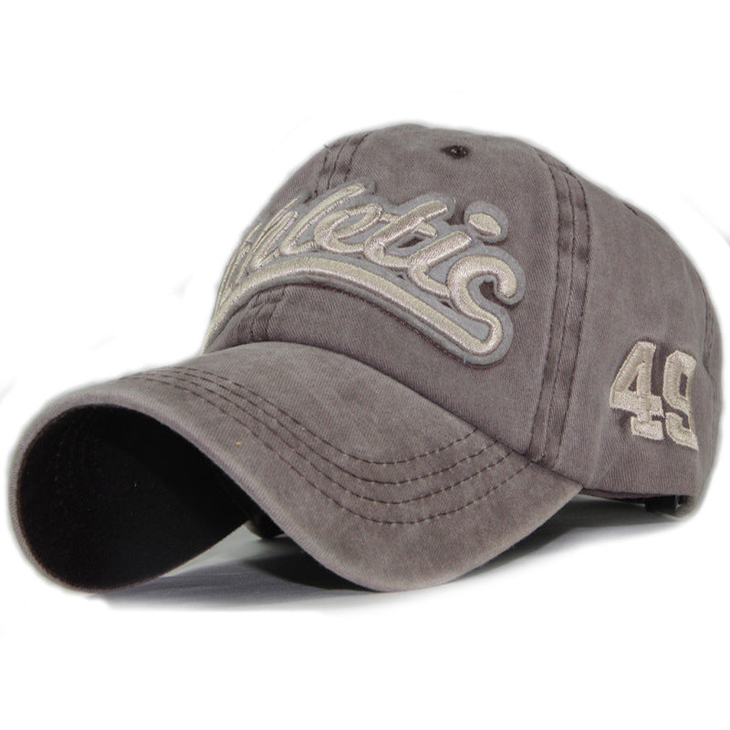 High-Grade Pure Cotton Washed Baseball Cap – Unisex Embroidered Patch Curling Brim Hat