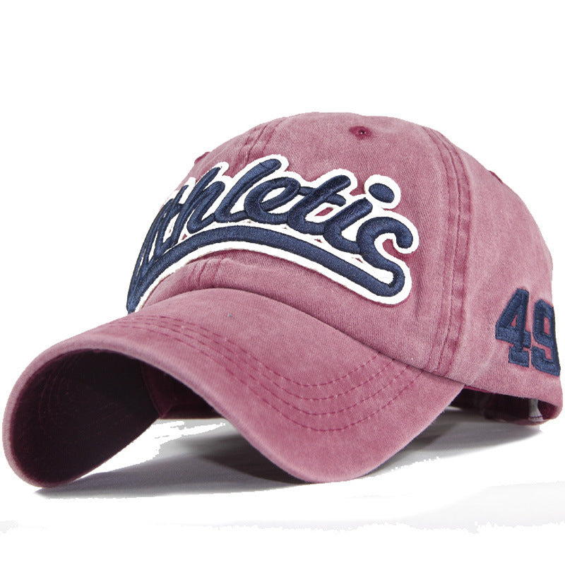High-Grade Pure Cotton Washed Baseball Cap – Unisex Embroidered Patch Curling Brim Hat