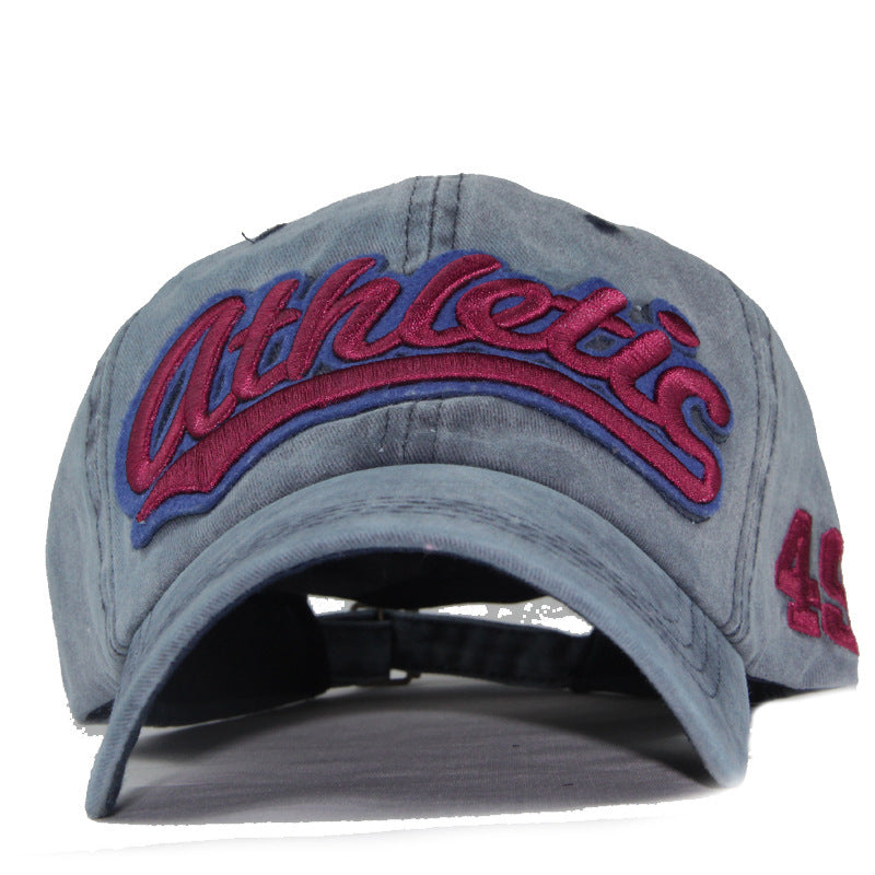 High-Grade Pure Cotton Washed Baseball Cap – Unisex Embroidered Patch Curling Brim Hat