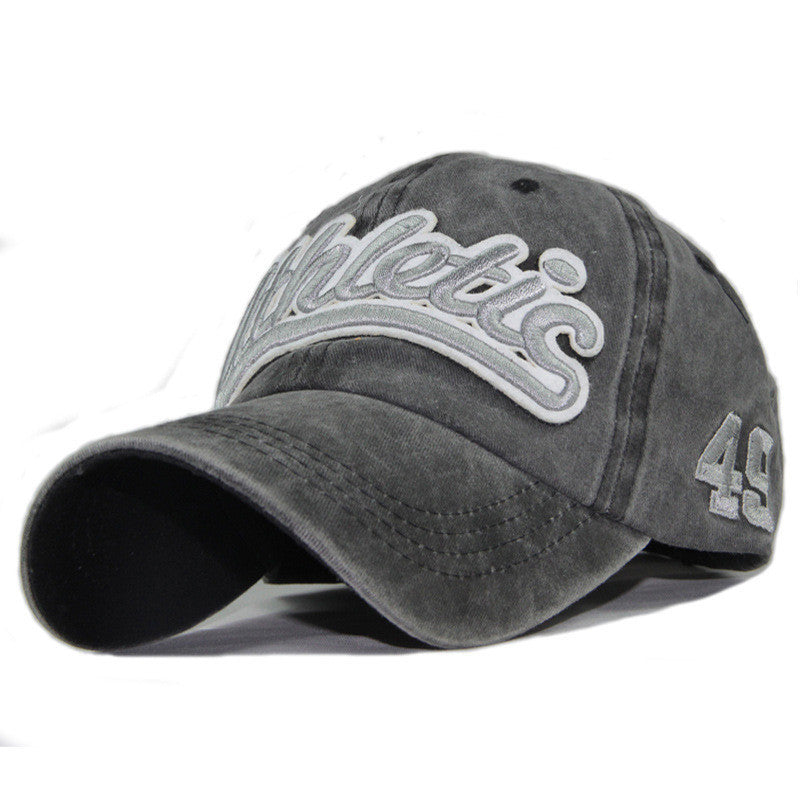 High-Grade Pure Cotton Washed Baseball Cap – Unisex Embroidered Patch Curling Brim Hat