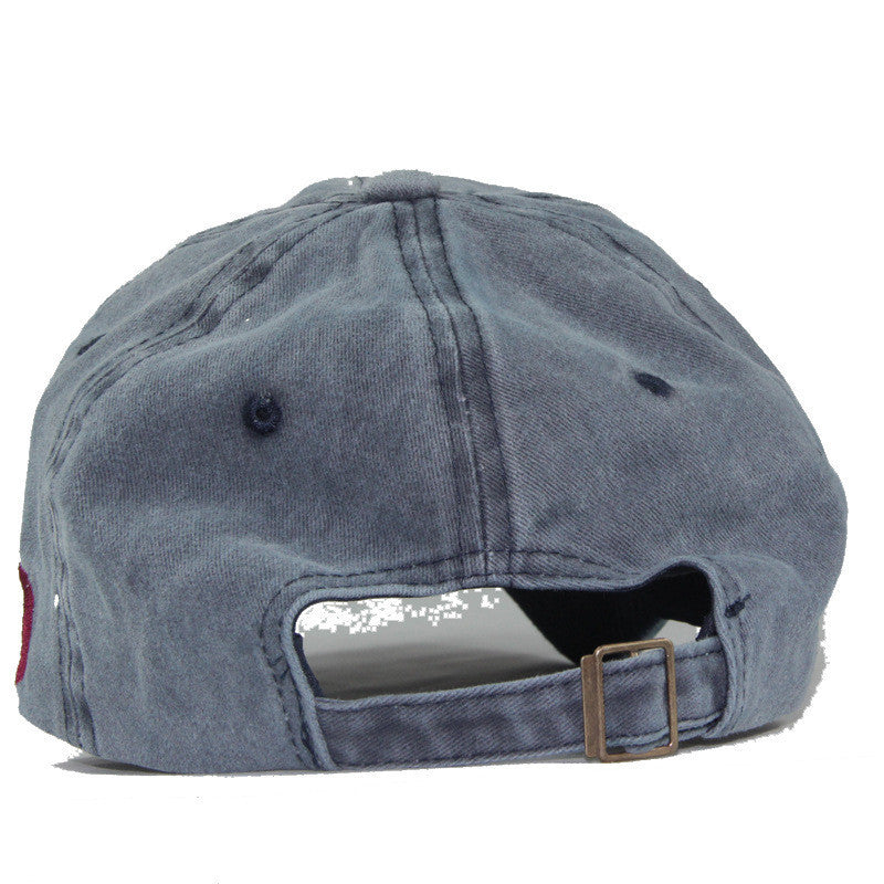 High-Grade Pure Cotton Washed Baseball Cap – Unisex Embroidered Patch Curling Brim Hat