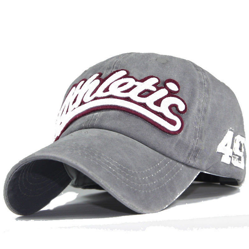 High-Grade Pure Cotton Washed Baseball Cap – Unisex Embroidered Patch Curling Brim Hat