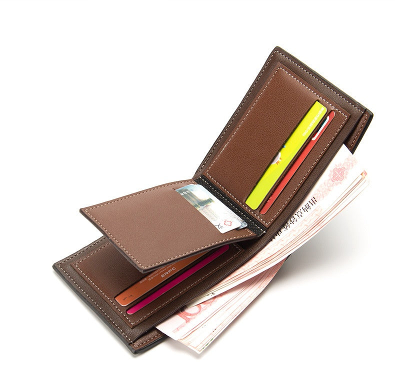 3‑Fold Carteira Men’s Wallet – Japanese & Korean Style PU Leather