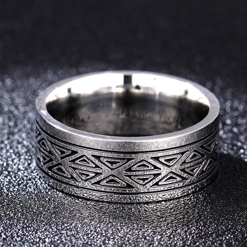 Mens And Womens Triangle Titanium Ring 8mm Stainless Steel Ring