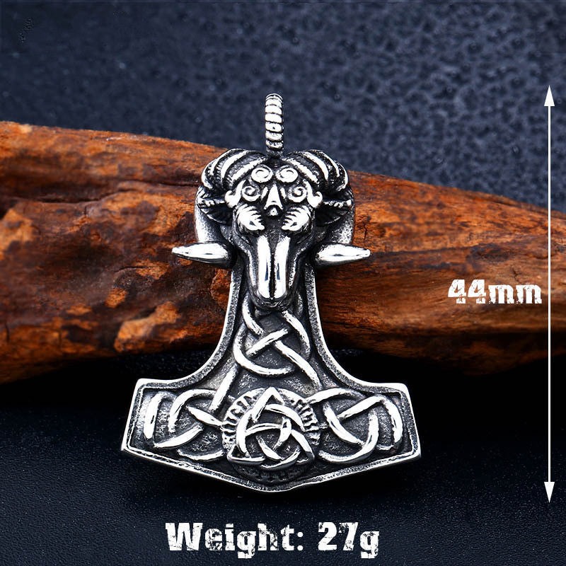 Punk Sheep Head Viking Retro Stainless Steel Pendant – Men’s Titanium Steel Necklace