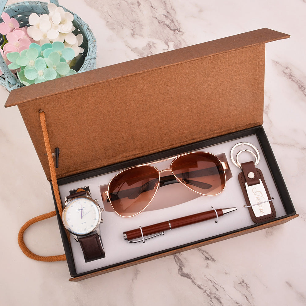 Men’s Luxury Gift Set – Watch, Pen, Sunglasses, Keychain | Exquisite Multi-Piece Gift Box for Him