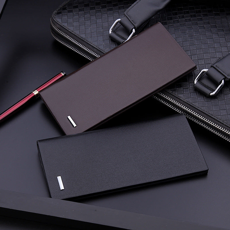 Men’s Long Wallet – Youth Style Bifold Wallet with Hidden Compartment and Contrast Color Design
