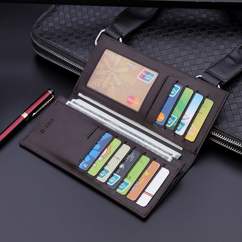 Men’s Long Wallet – Youth Style Bifold Wallet with Hidden Compartment and Contrast Color Design