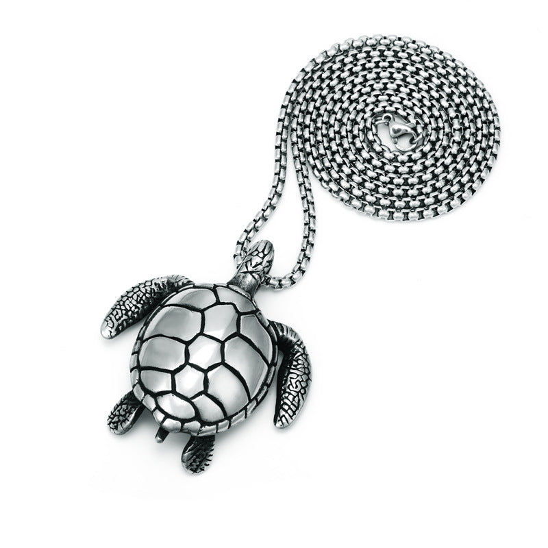 Piece For Piece Stainless Steel Animal Turtle Necklace Small Sea Turtle Turtle Pendant Mens Titanium Steel Necklace