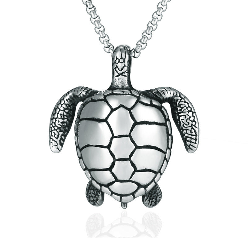 Piece For Piece Stainless Steel Turtle Pendant Necklace – Titanium Steel Sea Turtle Jewelry for Men & Women