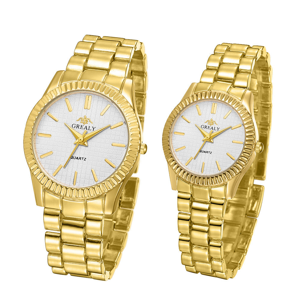 Luxury Couple Watches – Matching His and Hers Timepieces with Textile Strap, Alloy Case, Spiral Crown