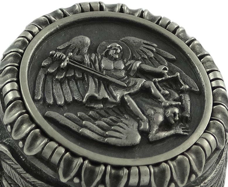 Saint Michael the Archangel Ring – Vikingx Templar Biker Ring for Men, 316L Stainless Steel Punk Vintage Design