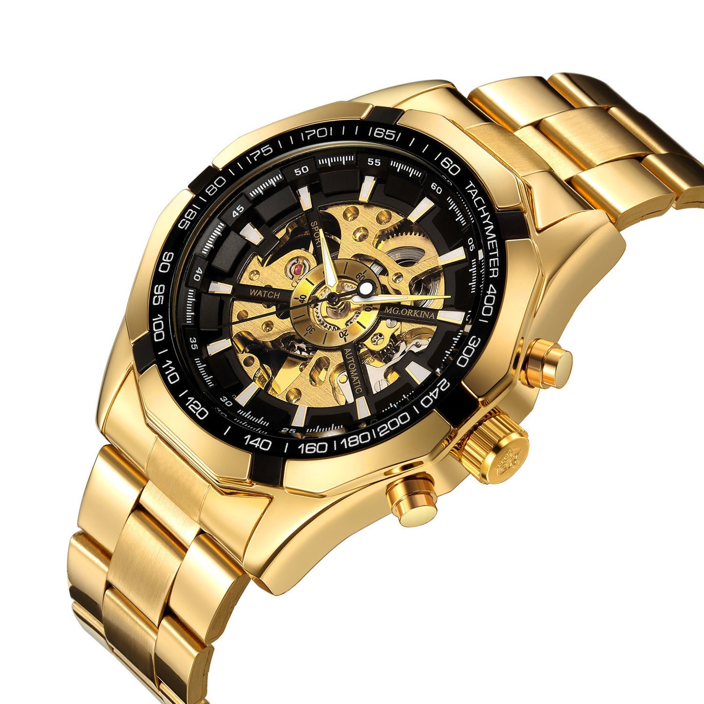 Luxury Full Hollow Automatic Mechanical Watch for Men – Tourbillon, Moon Phase, Calendar, Steel Band