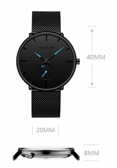 NEKTOM Men's Quartz Watch – 30M Waterproof, Fashion Trend, Stainless Steel Case, Factory Direct