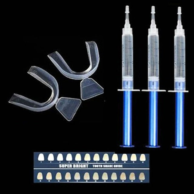 Professional Teeth Whitening Gel Kit – 3 ml Gel Syringes with Trays, LED Lamp & Shade Guide