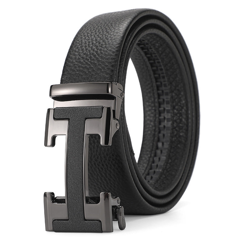 Genuine Leather Men's Belt – Automatic Buckle Design, Multiple Styles
