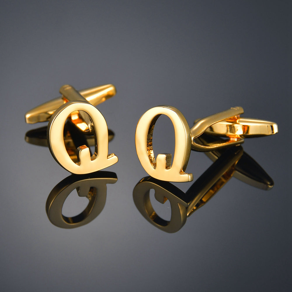 Gold Color Maple Leaves Letter Name Cufflinks for Men – French Style