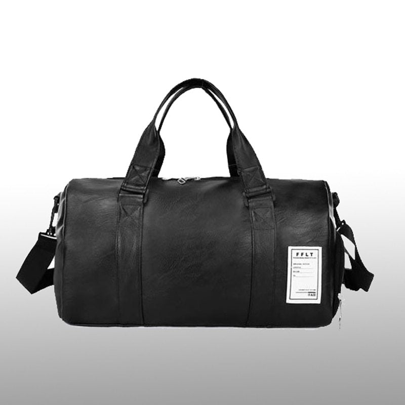 Business-Style PU Leather Sports Gym Bag – Unisex Zipper Duffel (Small & Large)