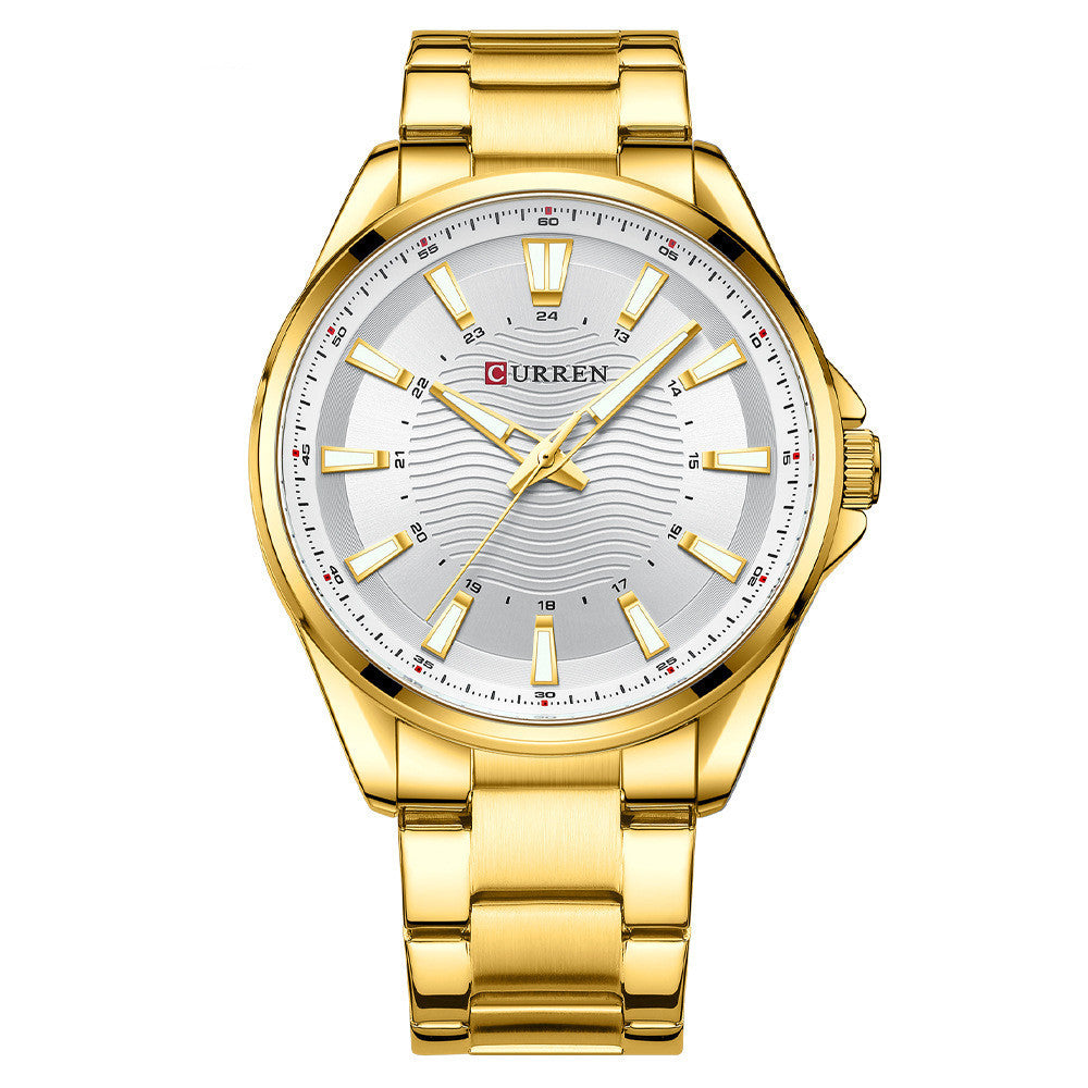 Men’s Fashion Business Quartz Watch – Stainless Steel Strap, 44mm Dial, 30M Water Resistant