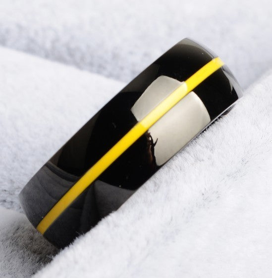 Men's Firefighter Ring – Stainless Steel Thin Blue Line Ring for First Responders