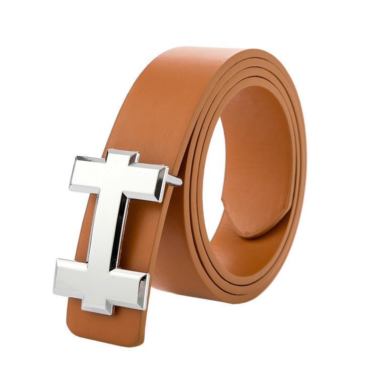 Luxury H-Brand Style Designer Belt – Unisex PU Leather Belt with Smooth Buckle for Casual & Business Wear