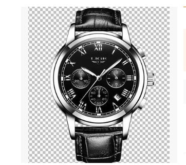 Men’s Leather Casual Sports Watch – Waterproof Quartz Wristwatch with Mineral Glass