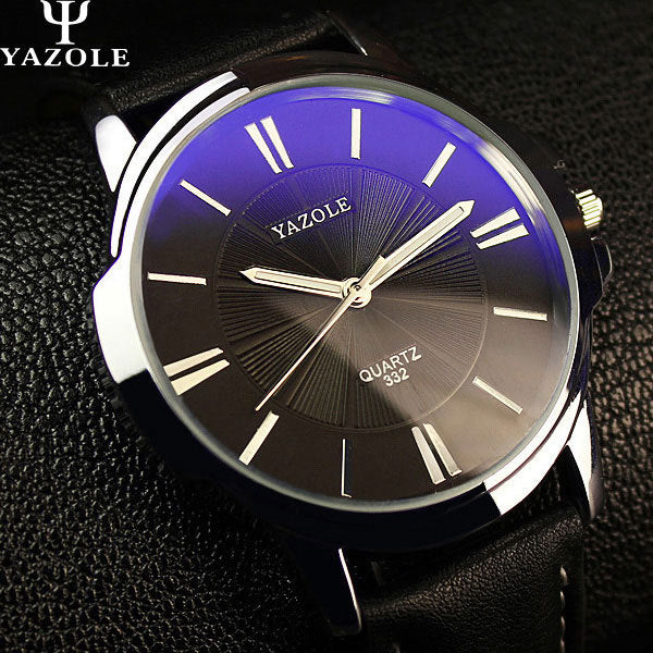 YAZOLE Men’s Fashion Quartz Watch – Luxury Business Wristwatch with 24-Hour Display, Leather Strap & Waterproof Design