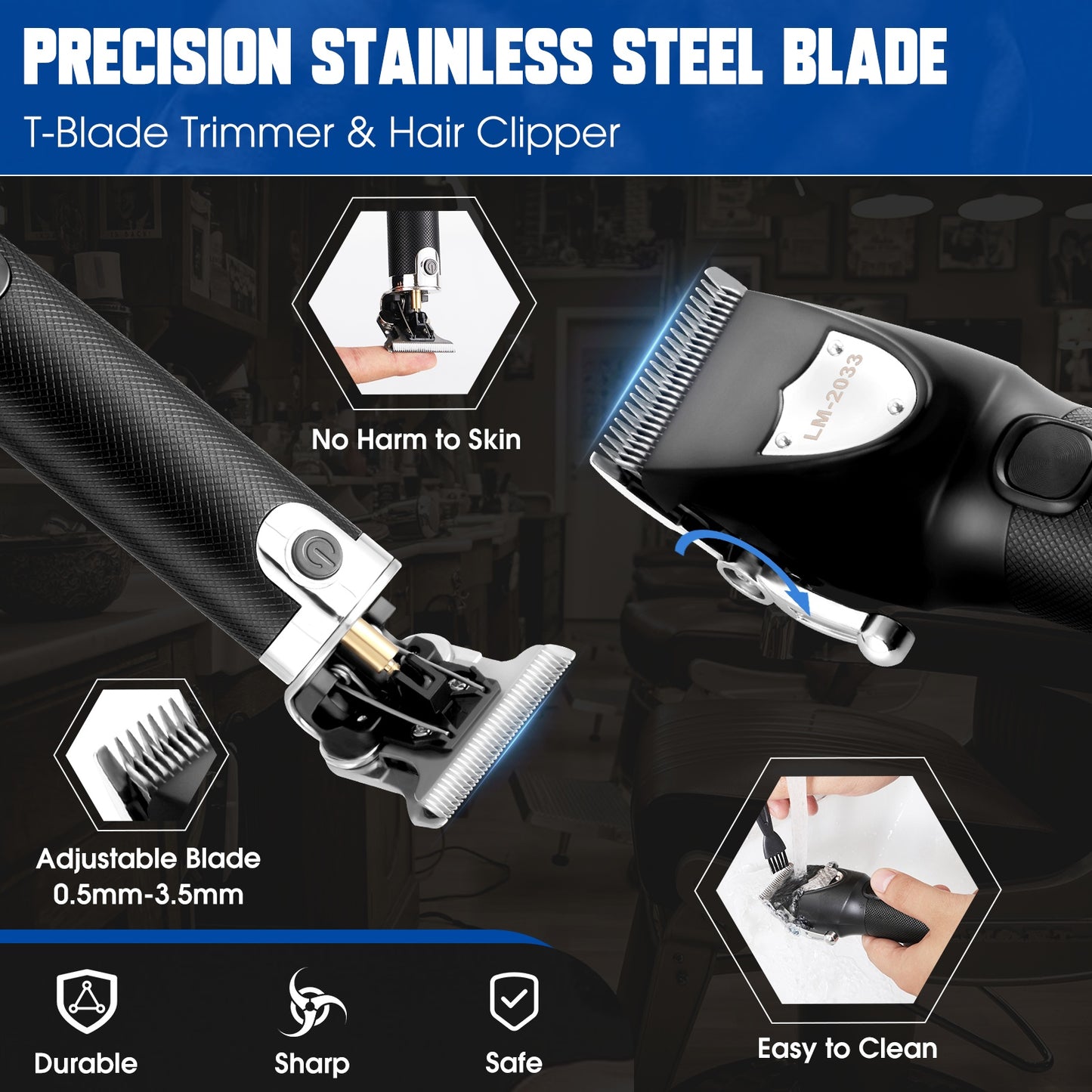 Professional Cordless Hair Clippers for Men – Barber Clippers & Beard Trimmer
