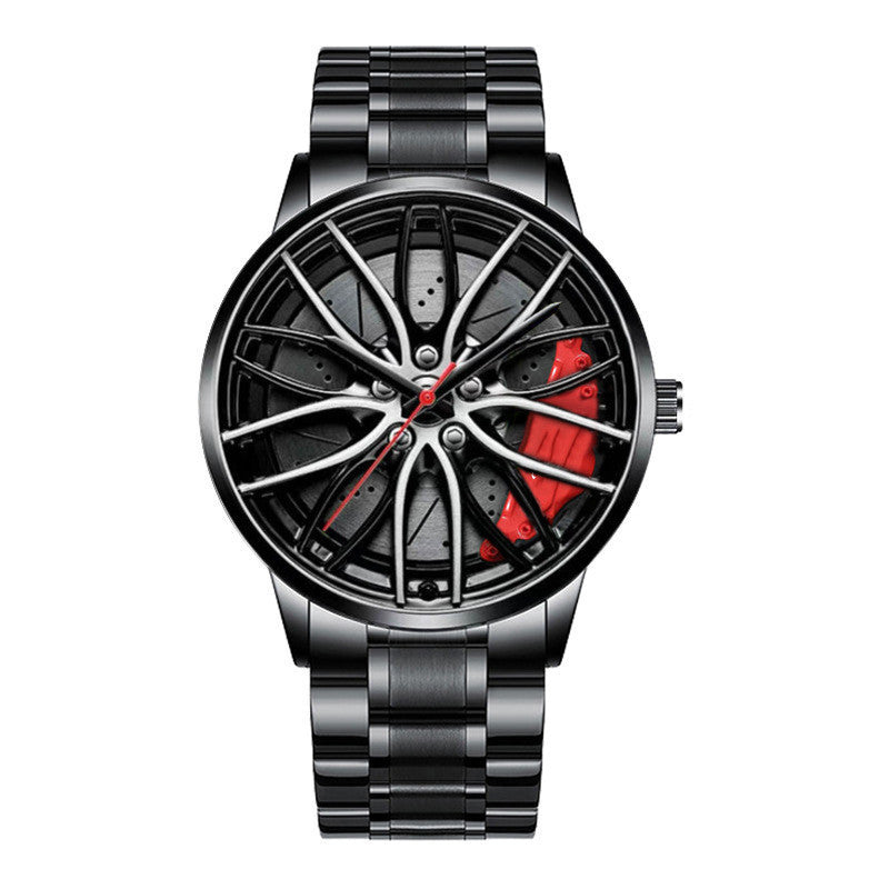 Men’s Automatic Quartz Watch – Multi-Color Dial, Vacuum Plating Wheels Design, Steel & Leather Strap Options