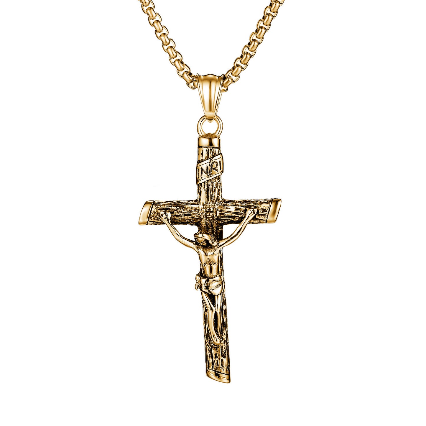Christian Jesus Cross Pendant Necklace for Men – Classic Religious Titanium Steel Jewelry