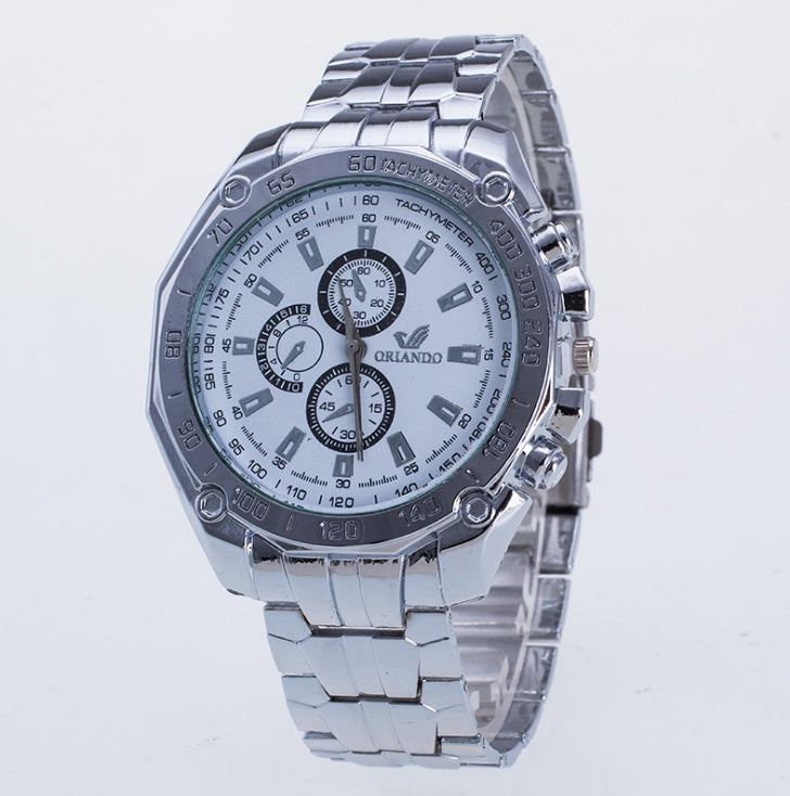 Fashion Silver Stainless Steel Men's Watch – Luxury Sport Casual Wristwatch