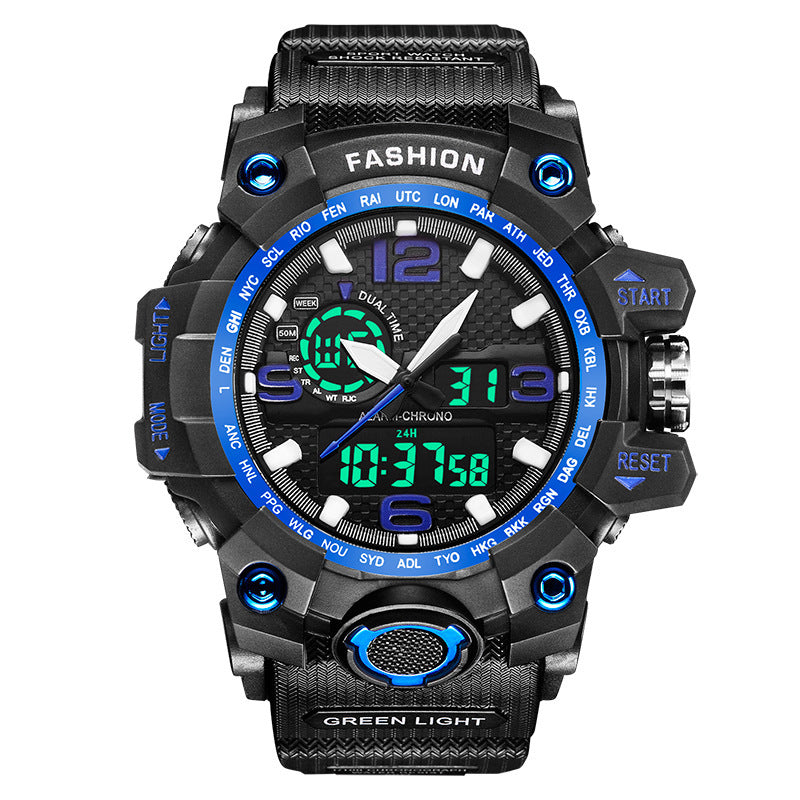Double Display Waterproof Sports Watch – Men's Outdoor Digital Analog Timepiece