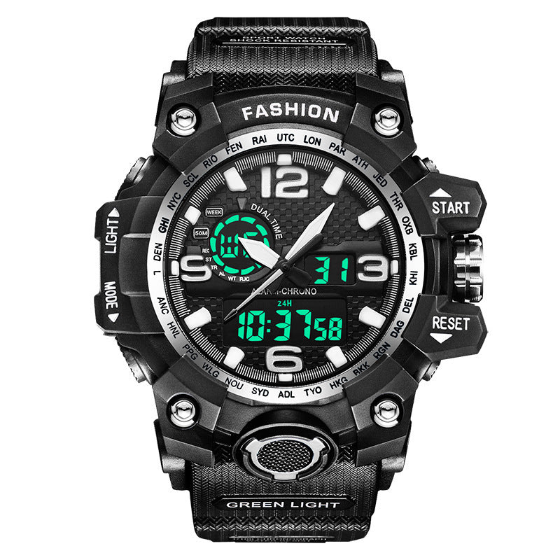 Double Display Waterproof Sports Watch – Men's Outdoor Digital Analog Timepiece