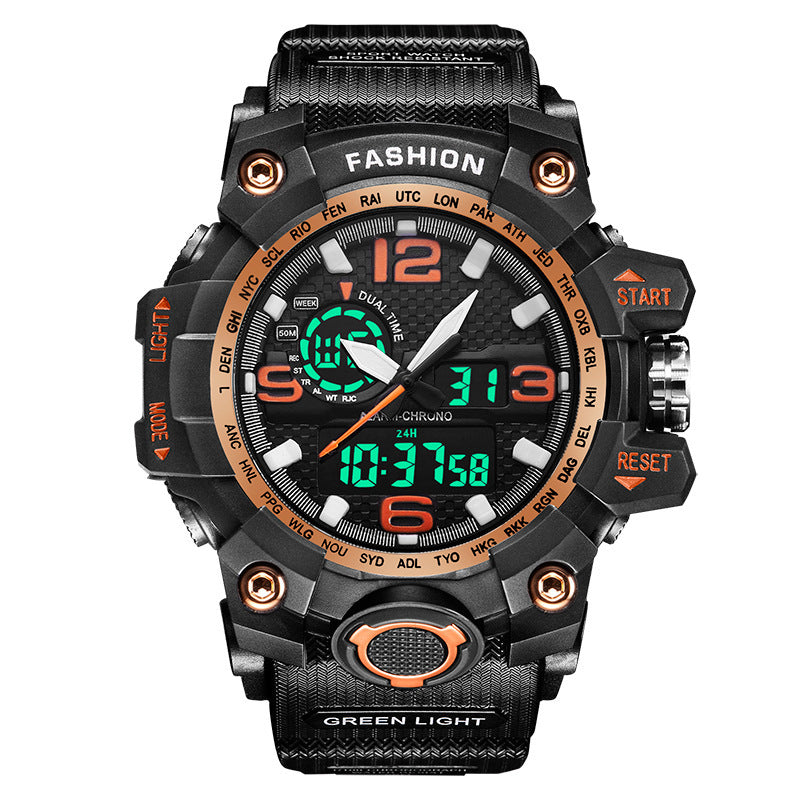 Double Display Waterproof Sports Watch – Men's Outdoor Digital Analog Timepiece