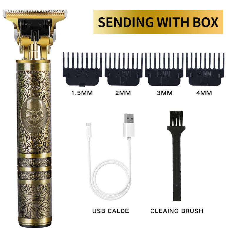 USB Electric Hair Clippers – Rechargeable Titanium Shaver & Beard Trimmer with LCD Display Options