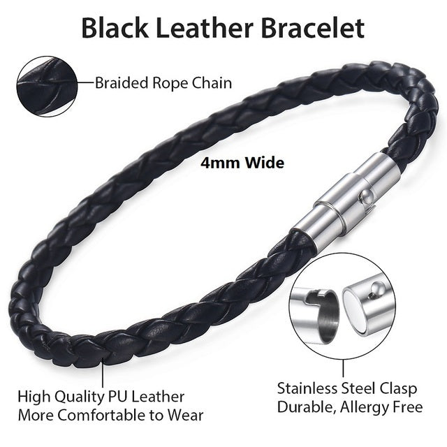 Men’s & Women’s Leather Braided Bracelet – Handwoven Street Style in Black or Brown
