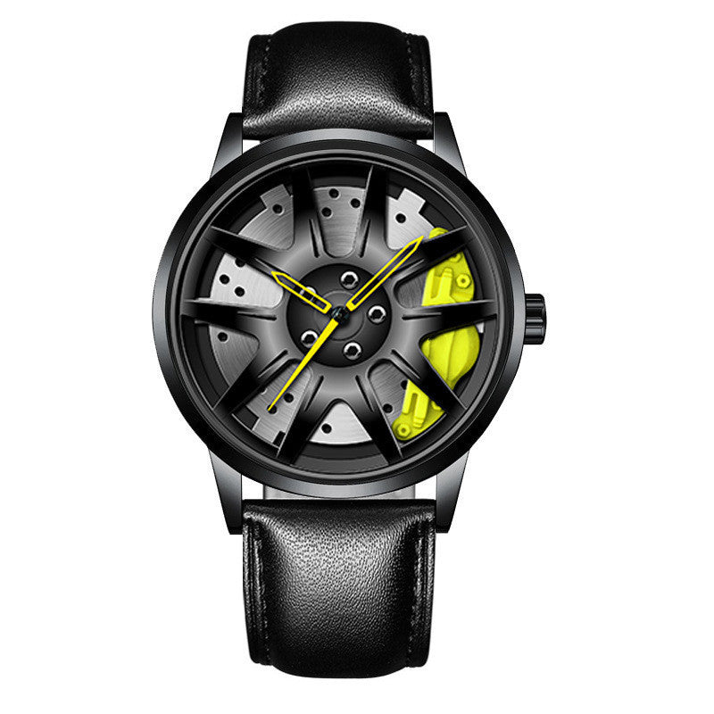 Men’s Automatic Quartz Watch – Multi-Color Dial, Vacuum Plating Wheels Design, Steel & Leather Strap Options
