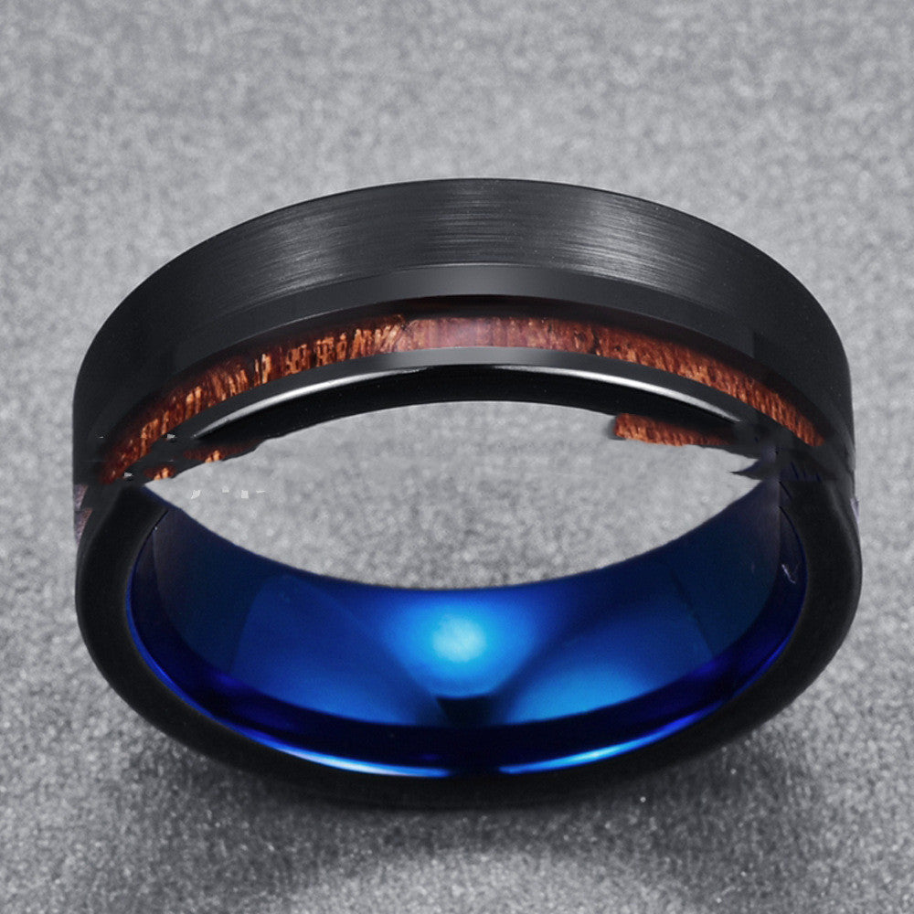 Men’s Fashion Simple Frosted Tungsten Steel Ring – Black Electroplated Minimalist Band
