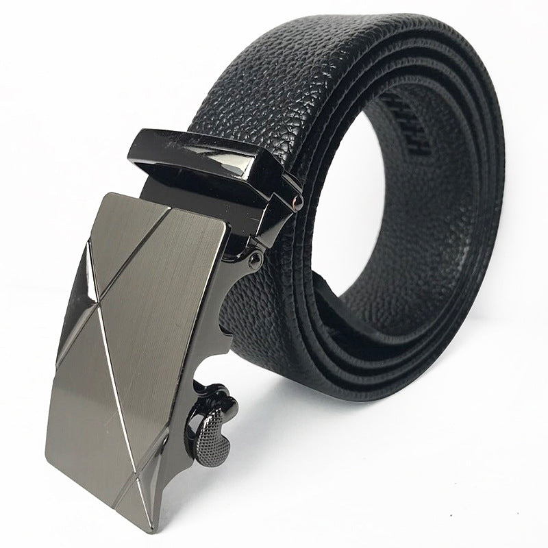 Men’s Microfiber Leather Belt – Scratch-Resistant, Lychee Pattern with Automatic Buckle