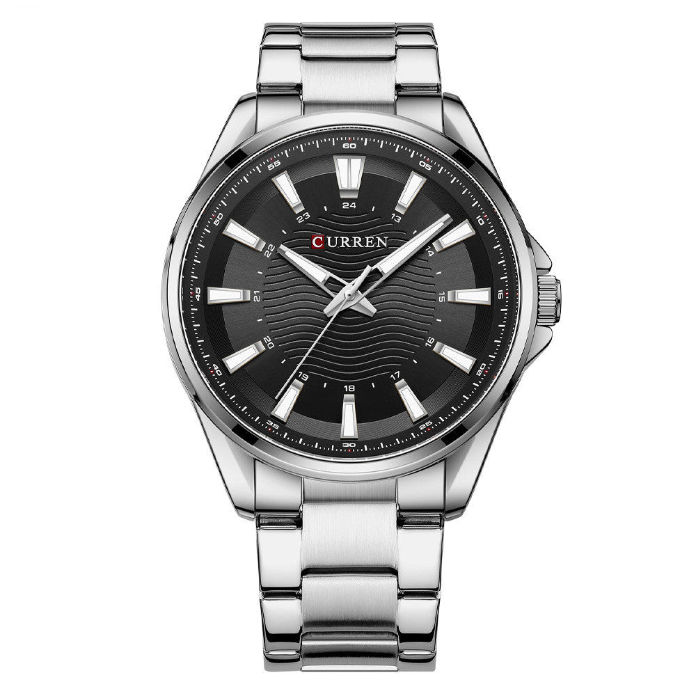 Men’s Fashion Business Quartz Watch – Stainless Steel Strap, 44mm Dial, 30M Water Resistant