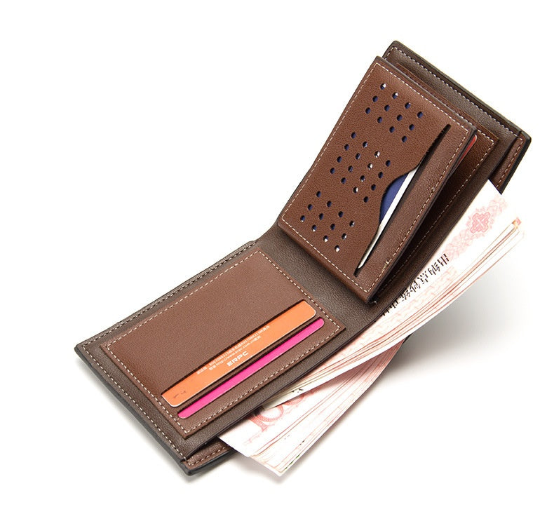 3‑Fold Carteira Men’s Wallet – Japanese & Korean Style PU Leather