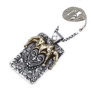 Vintage Poker Clown Pendant Necklace for Men – Retro Alloy Jewelry with Optional Chains